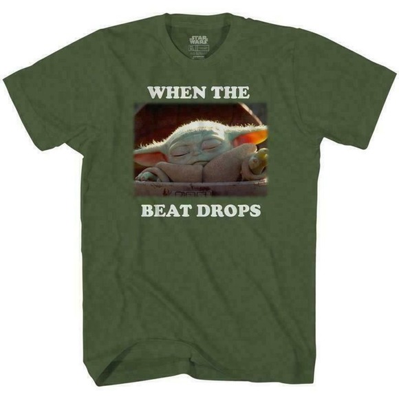 Star Wars Shirts New Mens Baby Yoda Tshirt When The Beat Drops S M